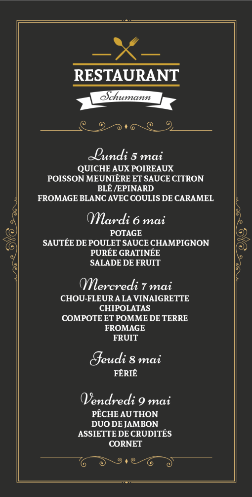 Menus 0505 0905