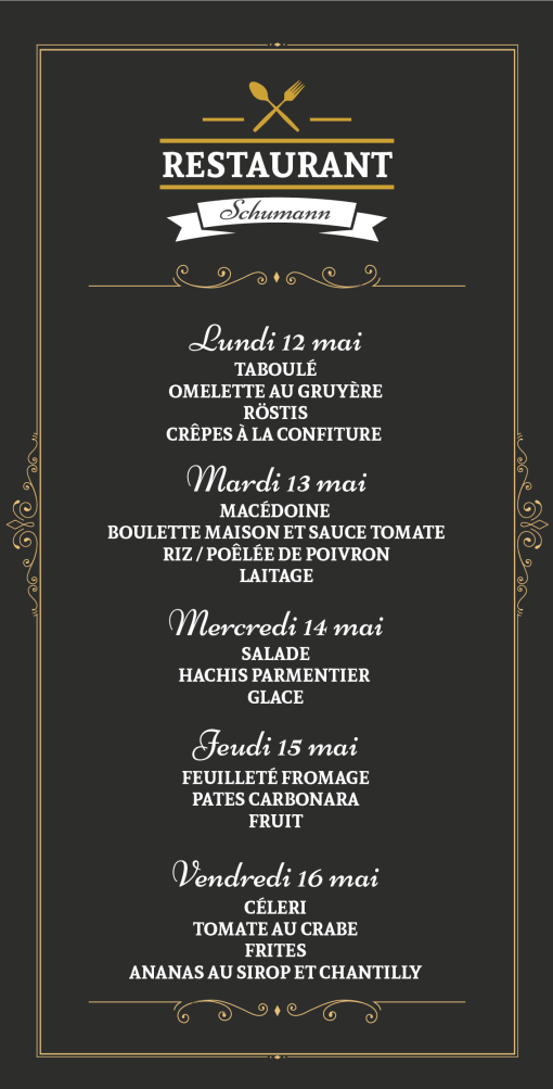 Menus 1205-1605