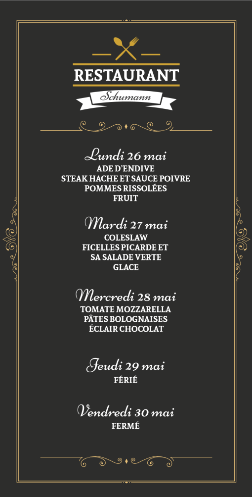 Menus 2605- 3005